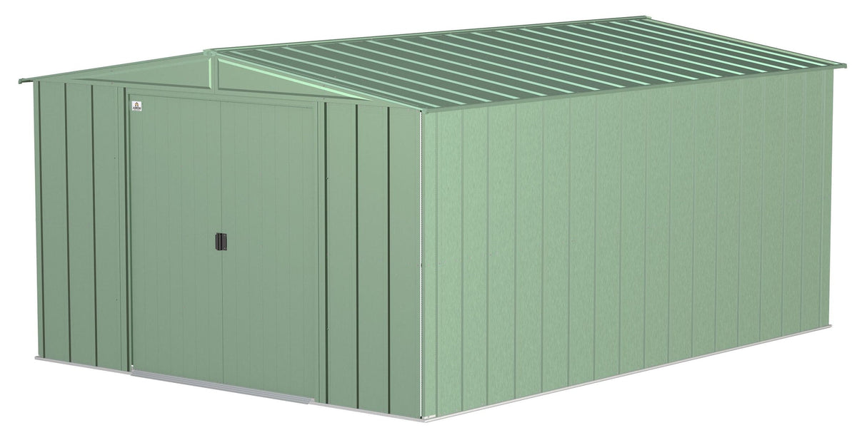Classic Galvanized Steel Storage Shed, Sage Green, 10-ft x 14-ft