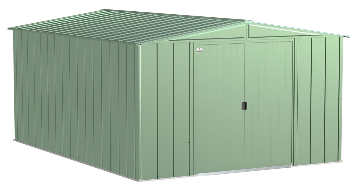 Classic Galvanized Steel Storage Shed, Sage Green, 10-ft x 14-ft