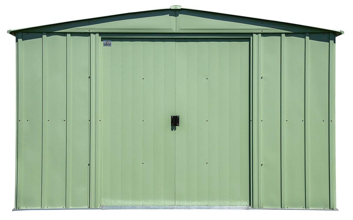 Classic Galvanized Steel Storage Shed, Sage Green, 10-ft x 14-ft
