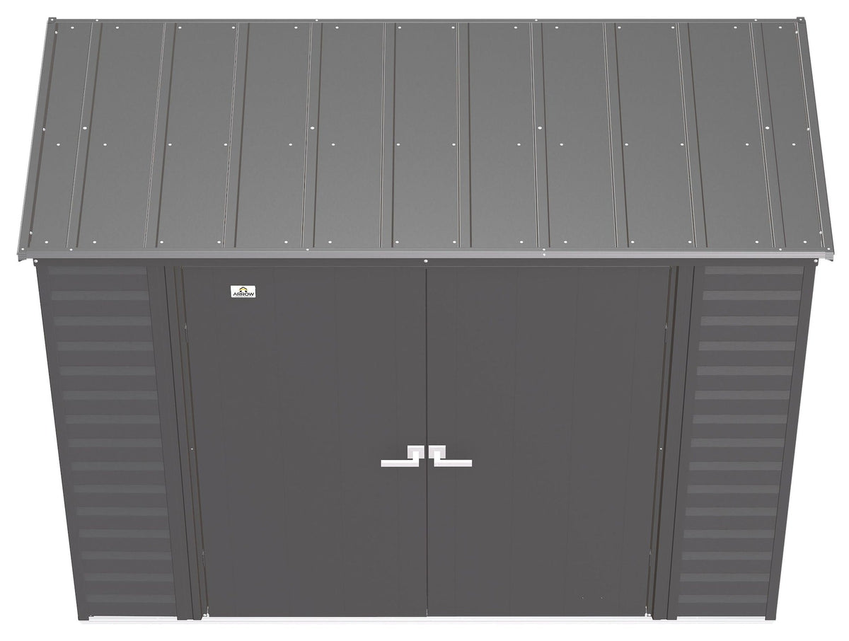 Select Galvanized Steel Storage Shed, Charcoal, 8-ft x 4-ft
