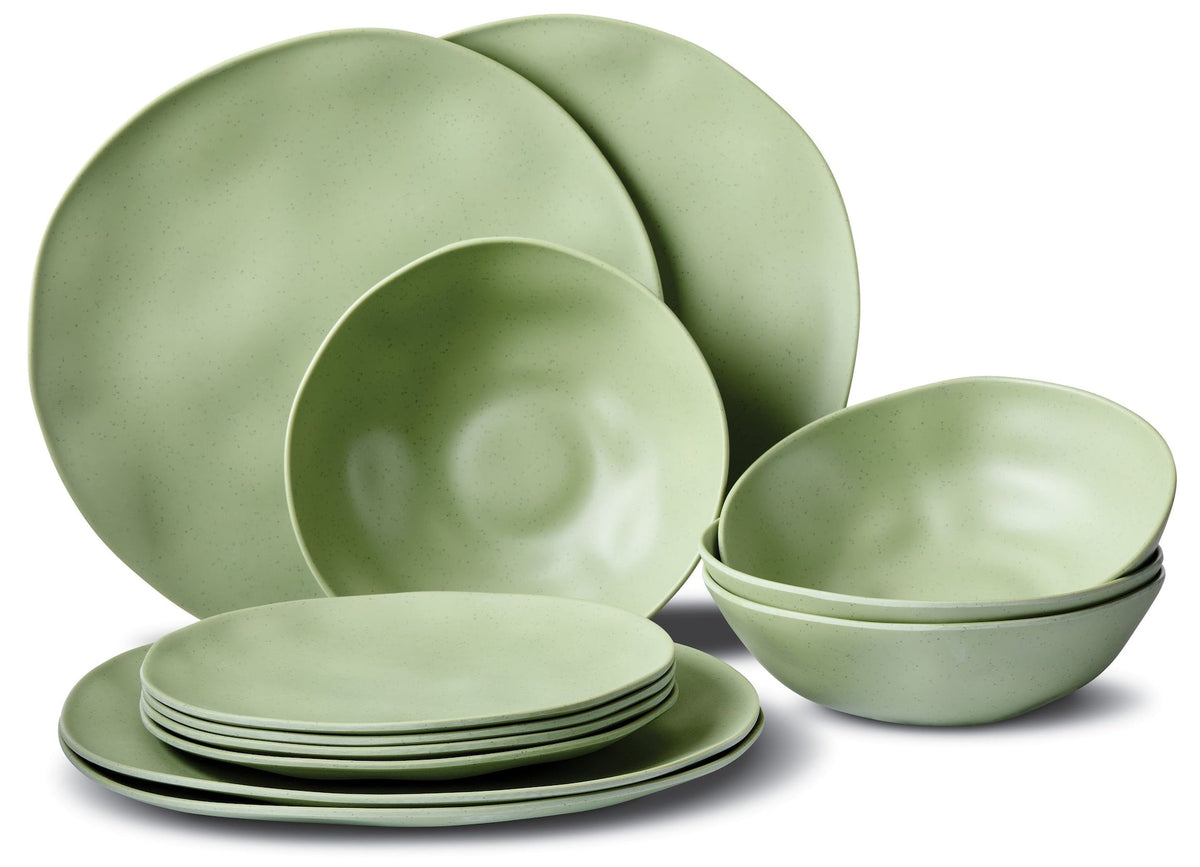 Everyday Dinnerware Set, BPA-Free, Sage Green, 12-pk
