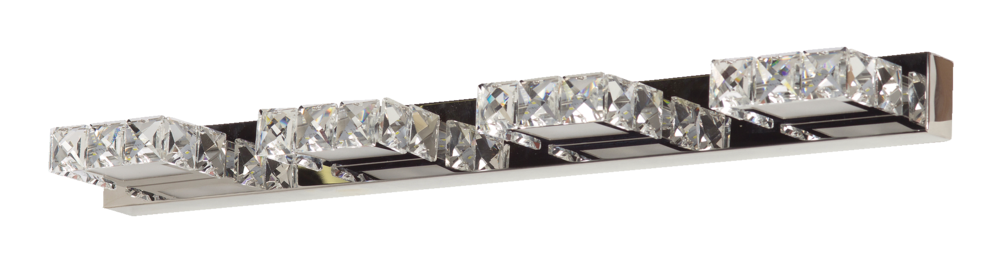 Isabella 4-Light Crystal Design LED Vanity Light Fixture, Chrome