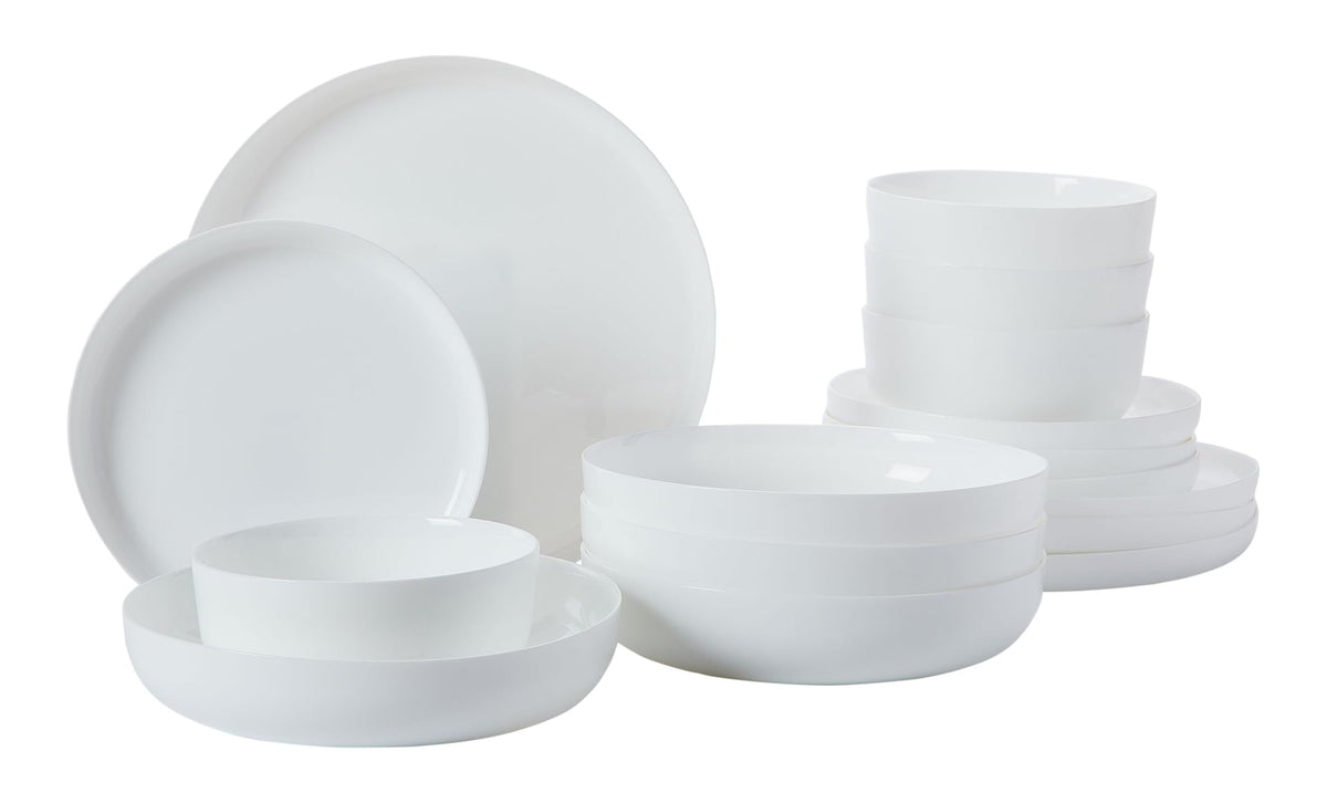 Opal Tempered Glass Modern Coupe Dinnerware Set, Serves 4, 16-pc