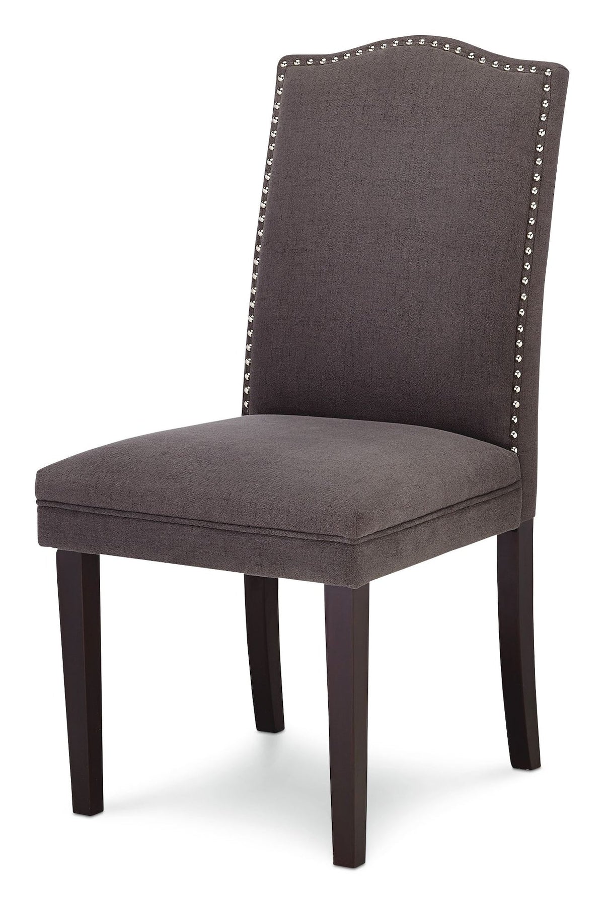 Regent Nailhead Upholstered Dining Chairs with Solid Wood Legs (2-Piece Set), Grey