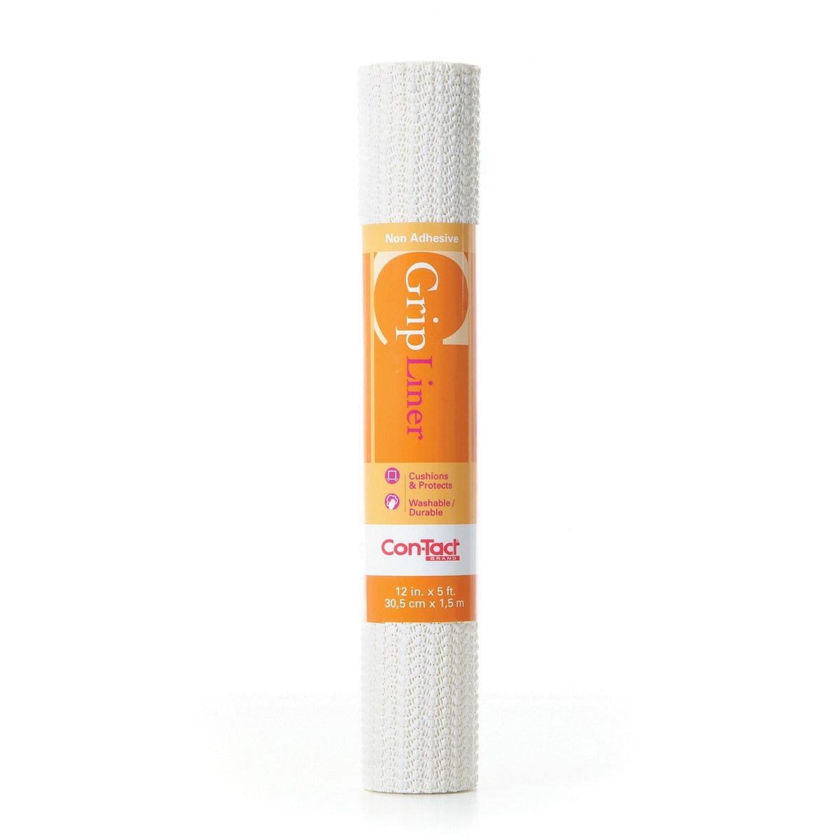 Con-Tact Grip Liner Washable Non-Adhesive Shelf/Drawer Liner, White, 12-in x 5-ft
