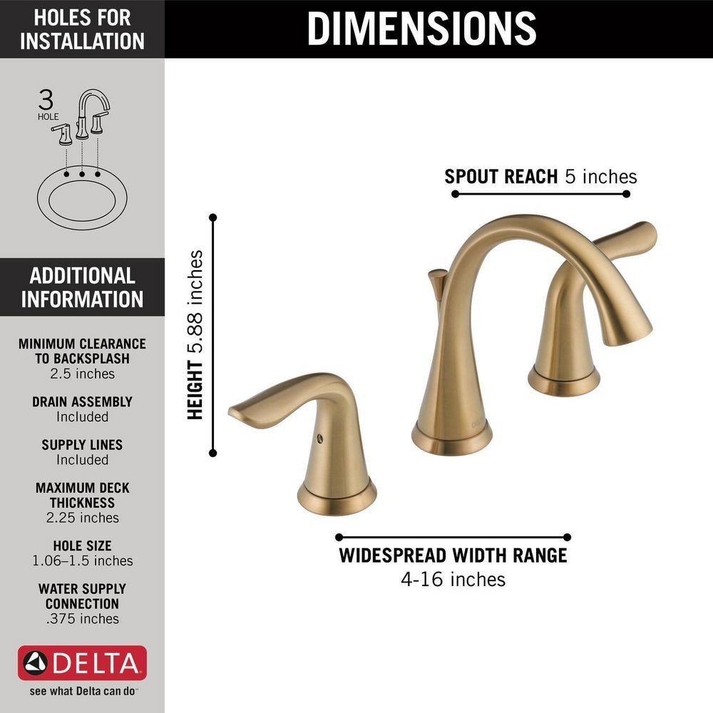 Lahara 2-Handle Widespread Faucet, Champagne Bronze