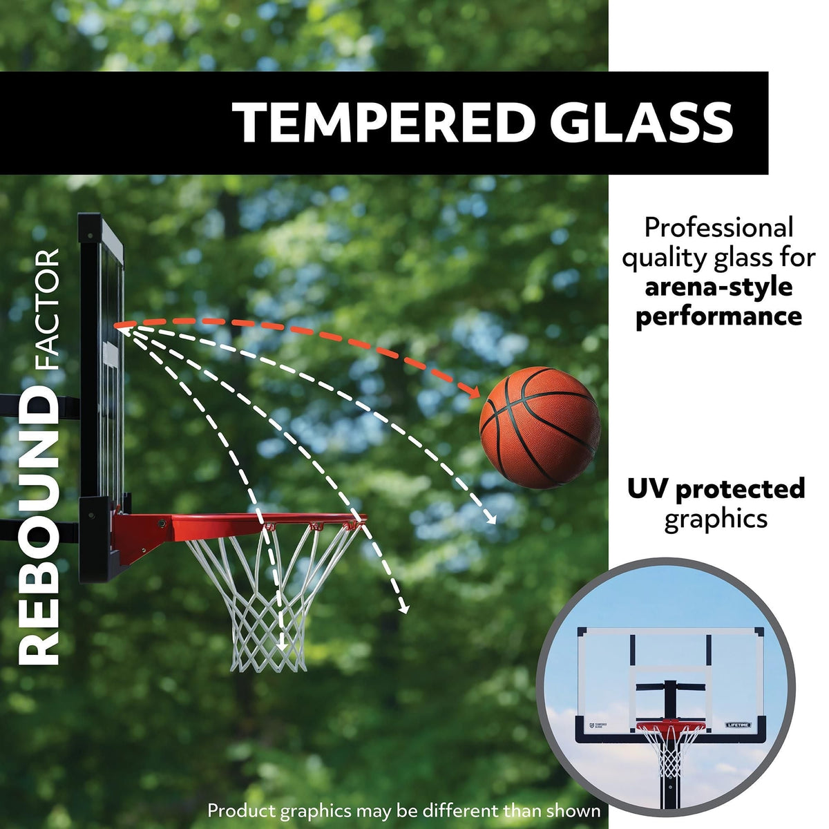 Mommoth Bolt Down Basketball Hoop with 72-in Tempered Glass
