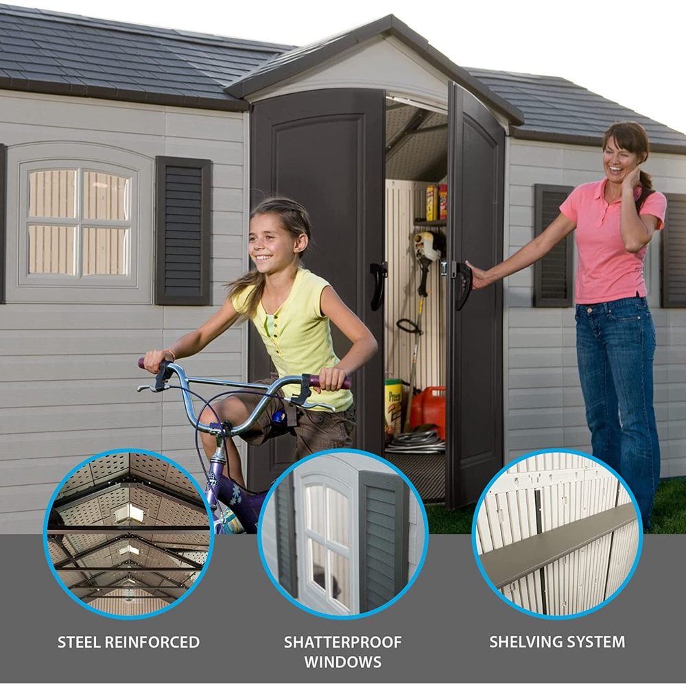 Outdoor Storage Shed with Windows, 8-ft x 15-ft