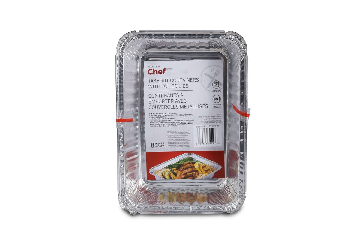 Disposable Foil Take Out Food Storage Container with Lid, 3-lb, 4-pk