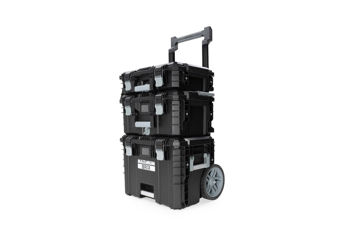 Brix Modular Portable Toolbox/Tool Storage System with Wheels, IP65, 23-in x 19-in x 33-in, 3-pc