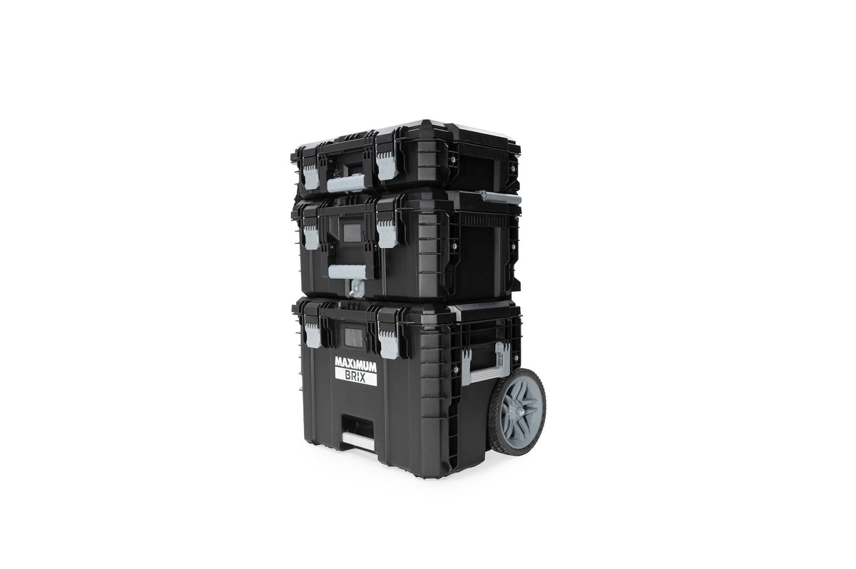 Brix Modular Portable Toolbox/Tool Storage System with Wheels, IP65, 23-in x 19-in x 33-in, 3-pc