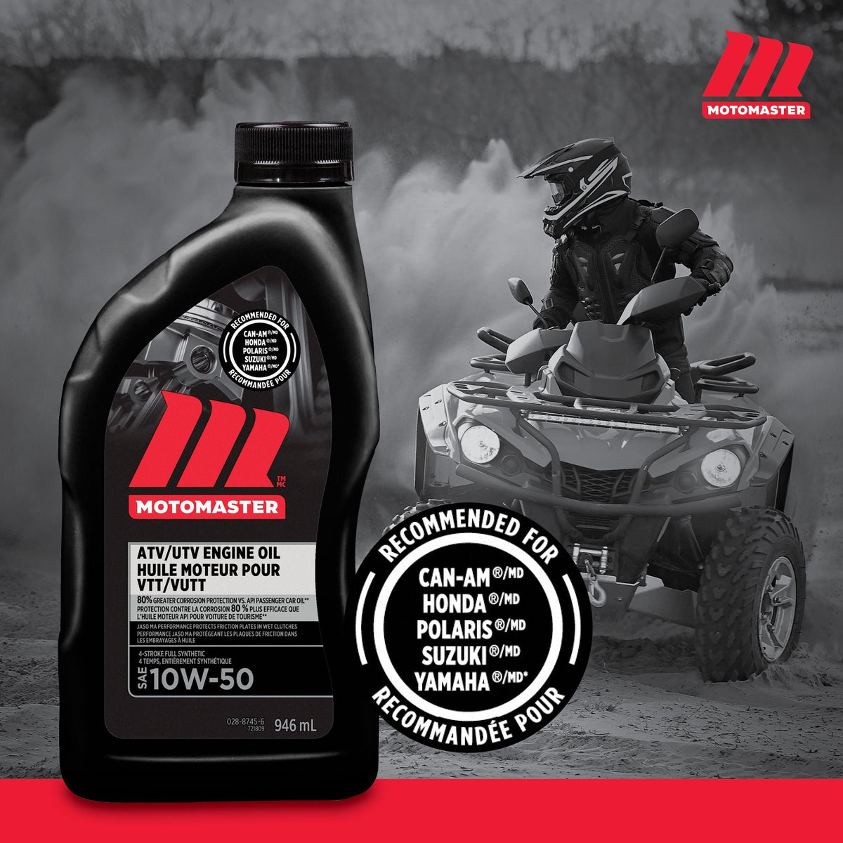 4-Stroke Synthetic ATV/UTV Engine Oil 10W50, 946-mL