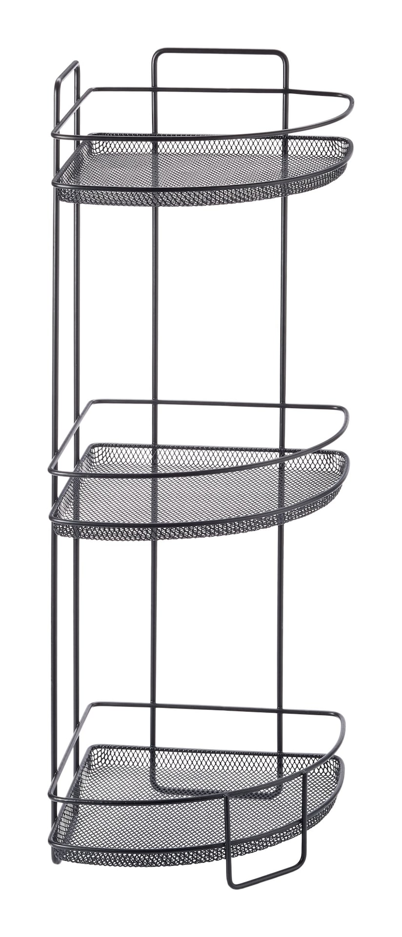 3-Tier Perforated Corner Storage Rack, Black