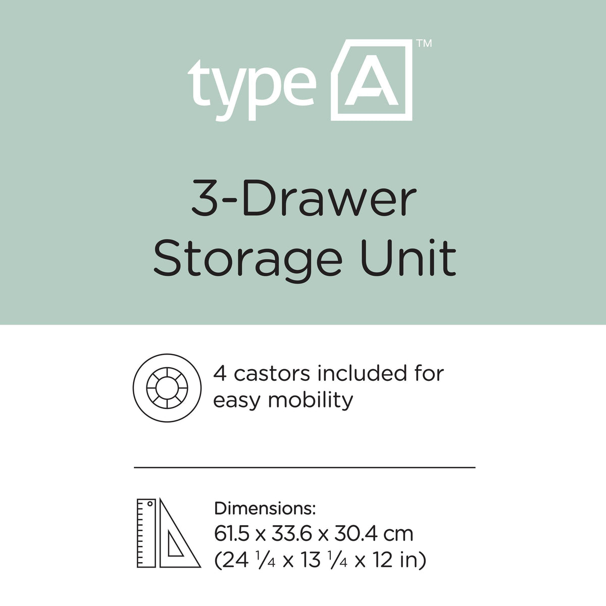 Clear Grey Frame 3-Drawer Storage Tower/Cart with Wheels, 26-in