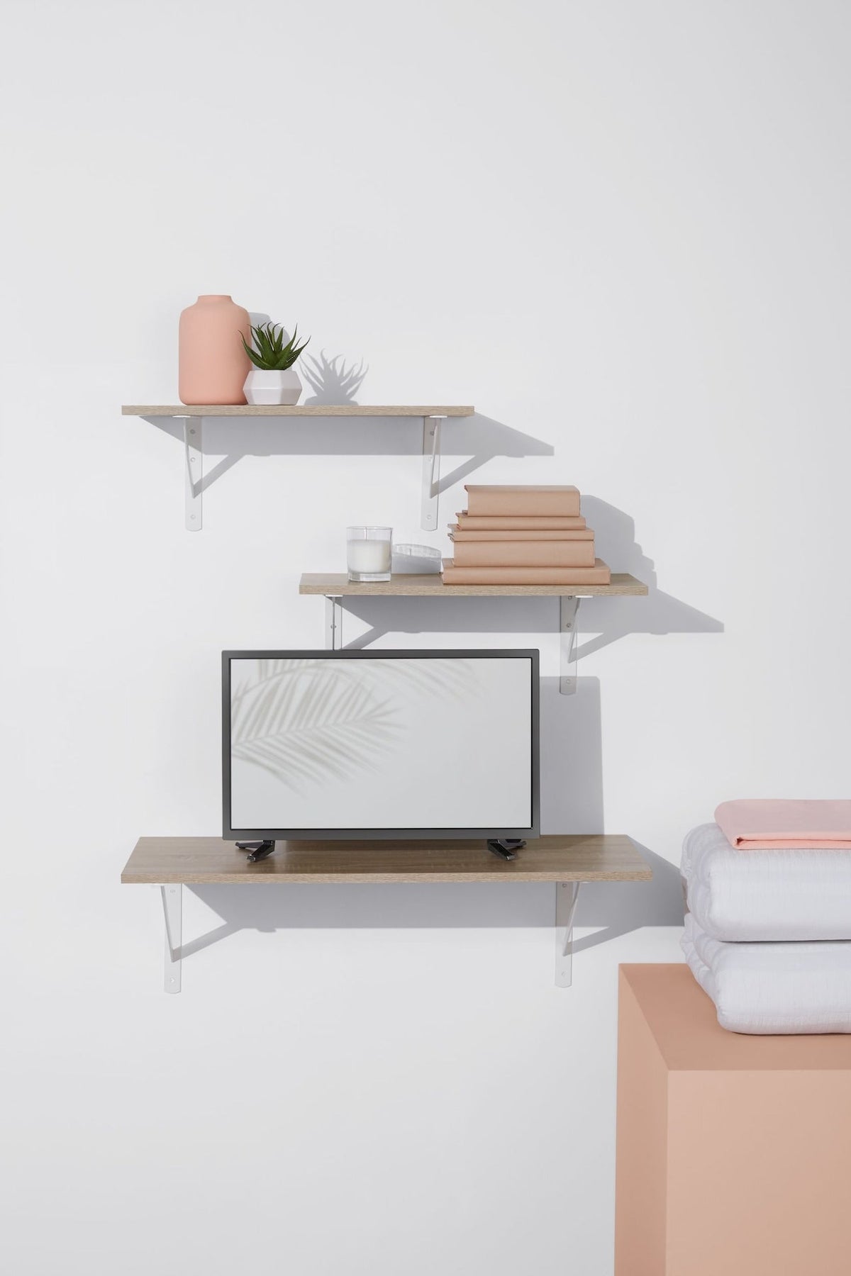 Floating Wall Shelf Board, Oak Sonoma Finish, 12 x 24-in