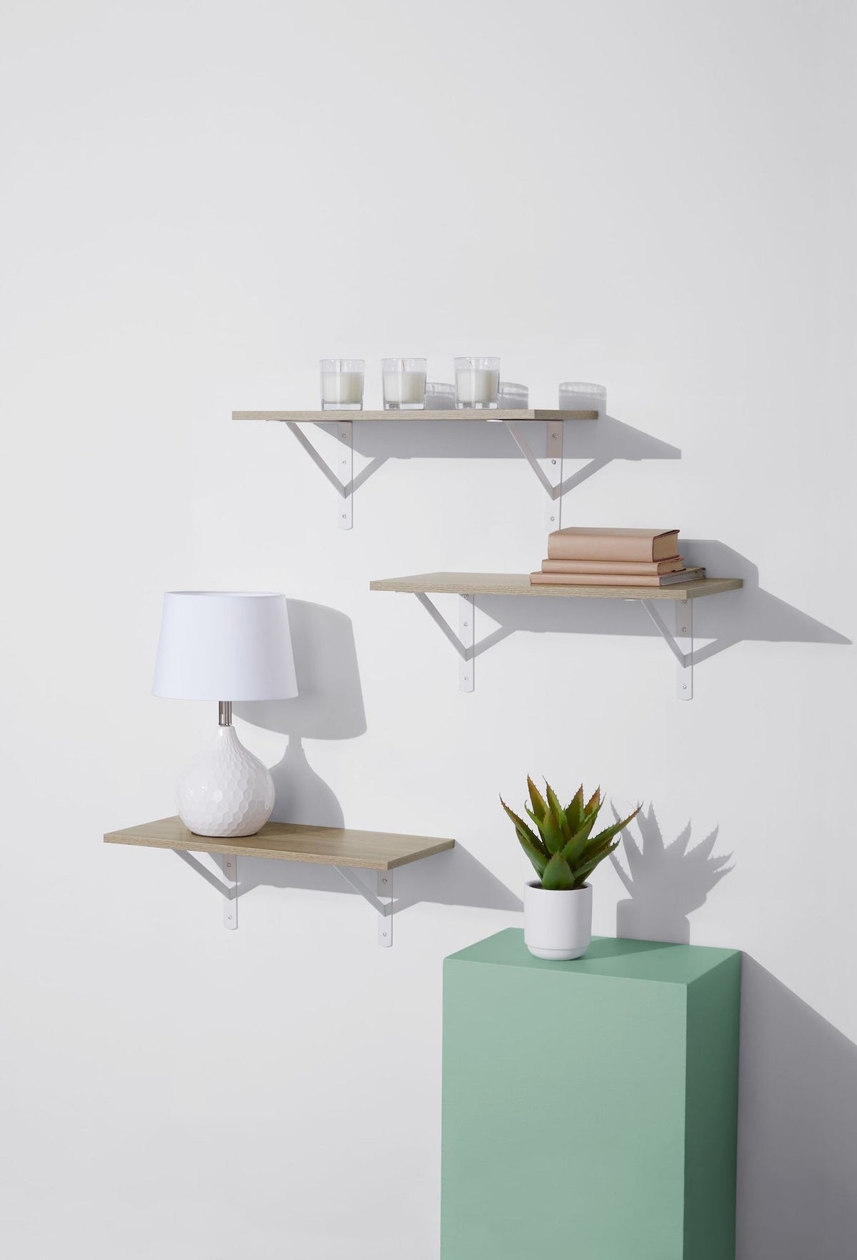 Floating Wall Shelf Board, Oak Sonoma Finish, 12 x 24-in