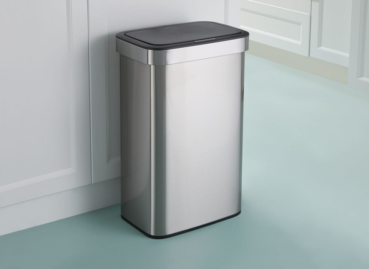 Stainless Steel Rectangular Auto Indoor Refuse Bin with Resin Motion Sensor Lid, 50-L