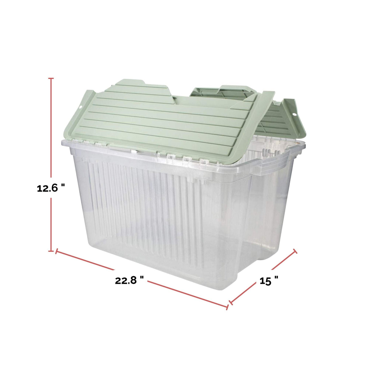 Transparent Stackable Storage Box with Flip-top Lid, 45-L, Eucalyptus
