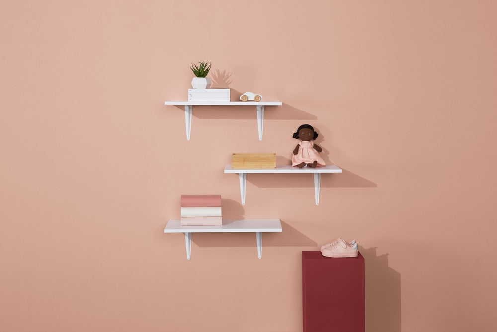 Wooden Floating Wall Shelf Board, White, 12 x 24-in