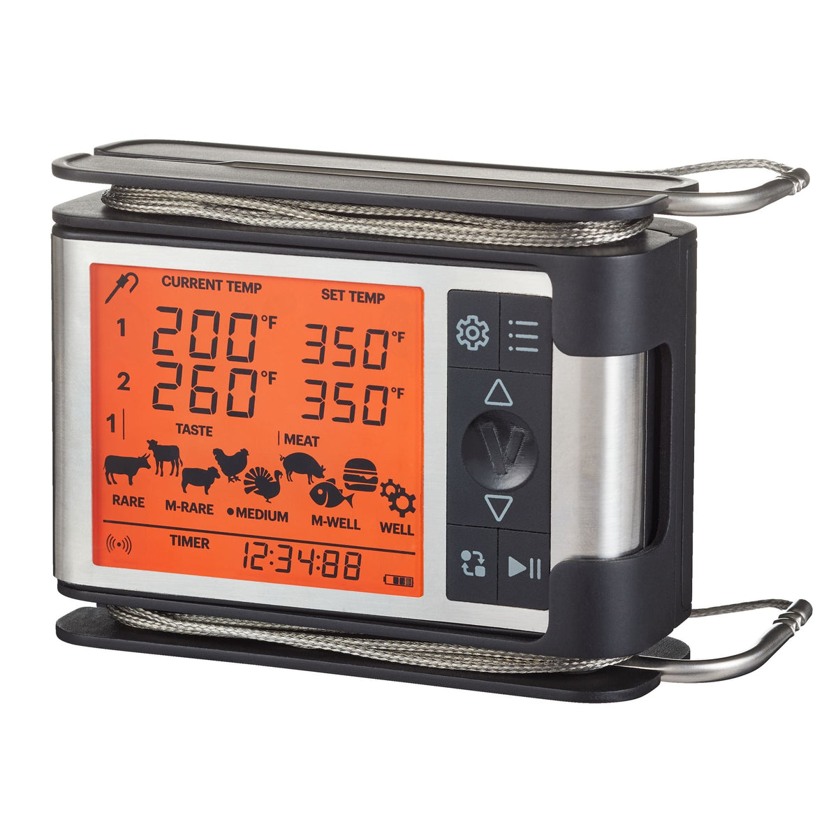 Wireless Remote BBQ Food & Meat Thermometer with Stainless Steel Probes
