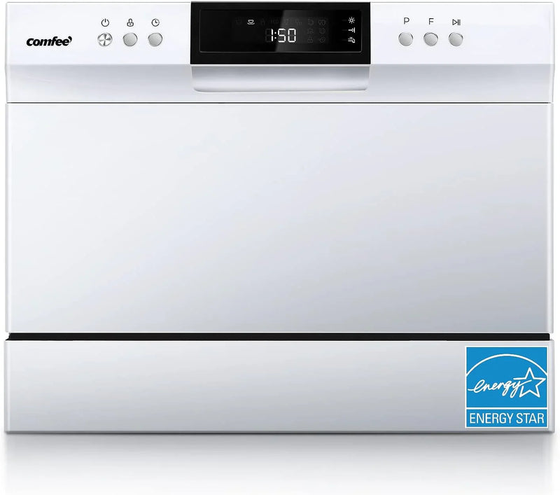 Countertop Dishwasher, Energy Star Portable Dishwasher, 6 Place Settings & 8 Washing Programs, Speed, Baby-Care, ECO& Glass, Dish Washer for Dorm, RV& Apartment, Black D6057