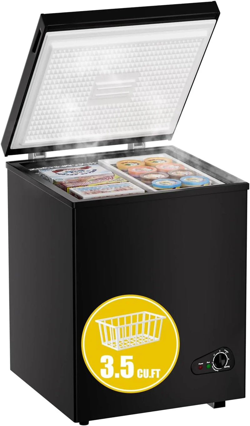 7.0 Cu Ft Chest Freezer - Energy Efficient & Quiet Mini Freezer with Adjustable Thermostat - Compact Deep Freezer for Home, Apartment, and Garage - Removable Basket & Defrost Drain D8665