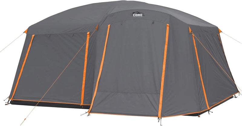 CORE Straight Wall Cabin Tents | 10 Person / 11 Person / 12 Person Large Multi Room Family Tents for Car Camping & Outdoor Adventures M9270