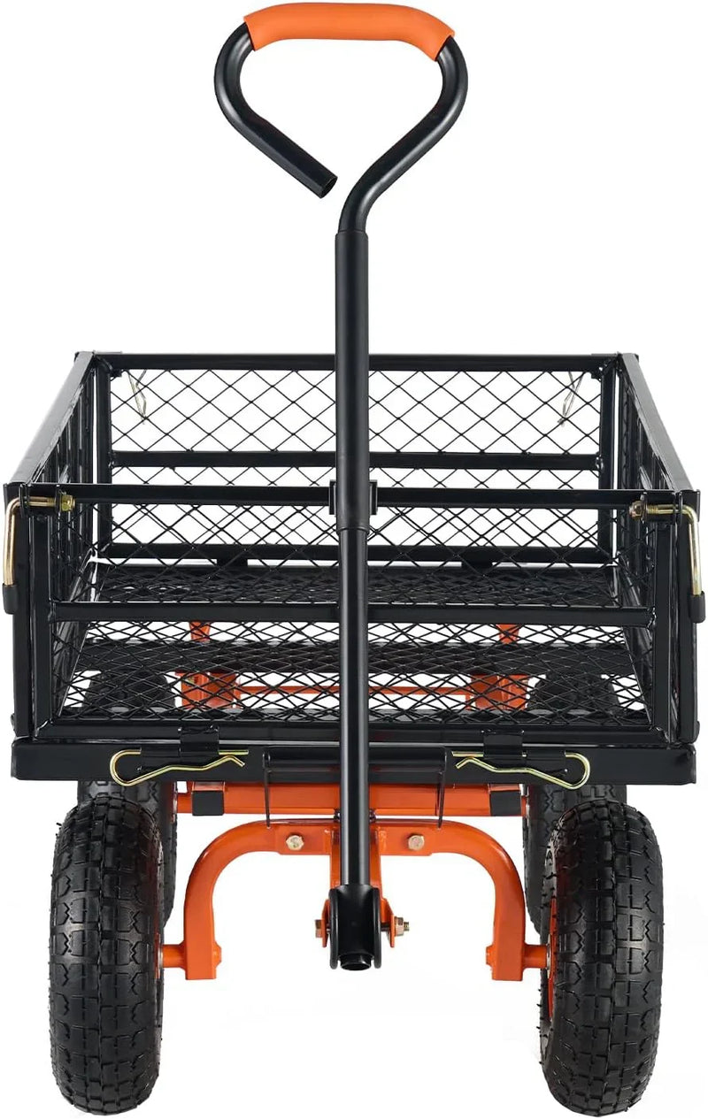 Garden Dump Cart, Heavy Duty Garden Wagon Yard Dump Wagon with Removable Sides, Convert to Flatbed, Utility Liner, 10in All Terrain Wheels X4195