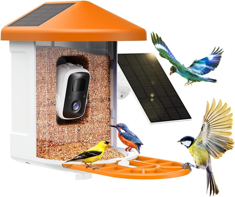 Bird Feeder with Camera with AI Identify Birds Species Solar Panel, Smart Bird House with Cam, 2K Live View, Instant Arrival Alerts D0991