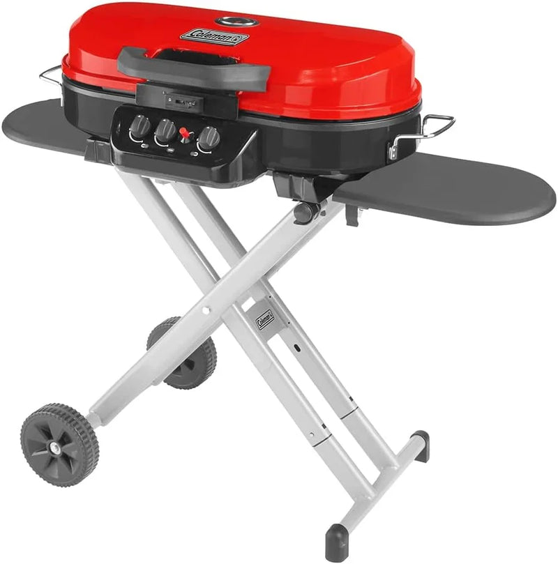 RoadTrip Portable Stand-Up Propane Grill with 3 Adjustable Burners & Instastart Ignition, 20,000 BTUs of Power for Outdoor Cooking D2291