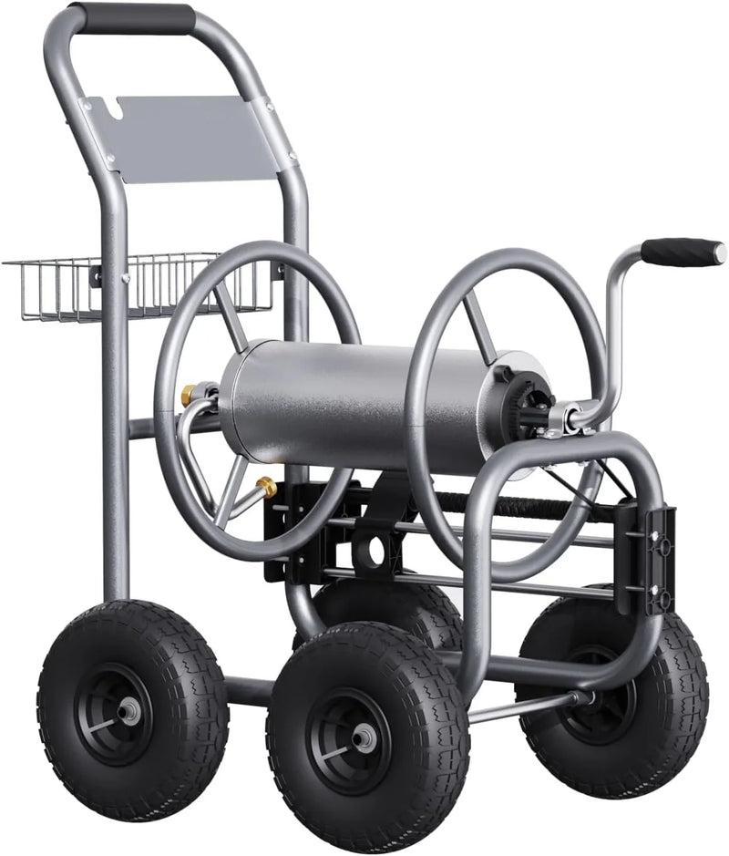 Tool pipe trailer, heavy-duty wheeled hose vehicle, suitable for outdoor industrial hose reels, length 250 feet, inner diameter 5/8 inches, hose guide device pre-installed. R8986