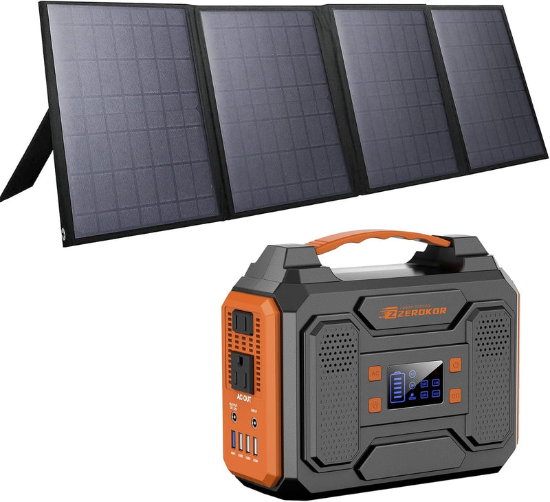 Solar Generator with Panel, 300W Portable Power Station with Solar Panel 40W, 110V Pure Sine Wave AC Outlet Electric Generator for Home Use Outdoor RV Camping U6773