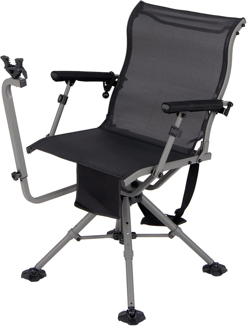 360° rotatable hunting seat, equipped with 4 extendable aluminum legs, adjustable gunstock, portable hunting shelter chair, equipped with carrying straps for outdoor activities. H4991