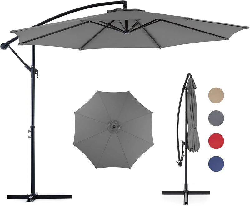 9.8FT Offset Patio Umbrella Hanging Cantilever Umbrella Outdoor Sun Shade with Easy Tilt Adjustment, 8 Ribs, UV Protection for Backyard, Lawn, Garden and Pool, Blue H3780
