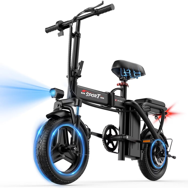 ASKGO Z6 14 in Electric Bike 1200W Motor, 48V/10AH E-Mountain Bike,Folding Electric Bicycle for Adult with Two Seats UL2849,Unisex,Pedal-Assist E7868