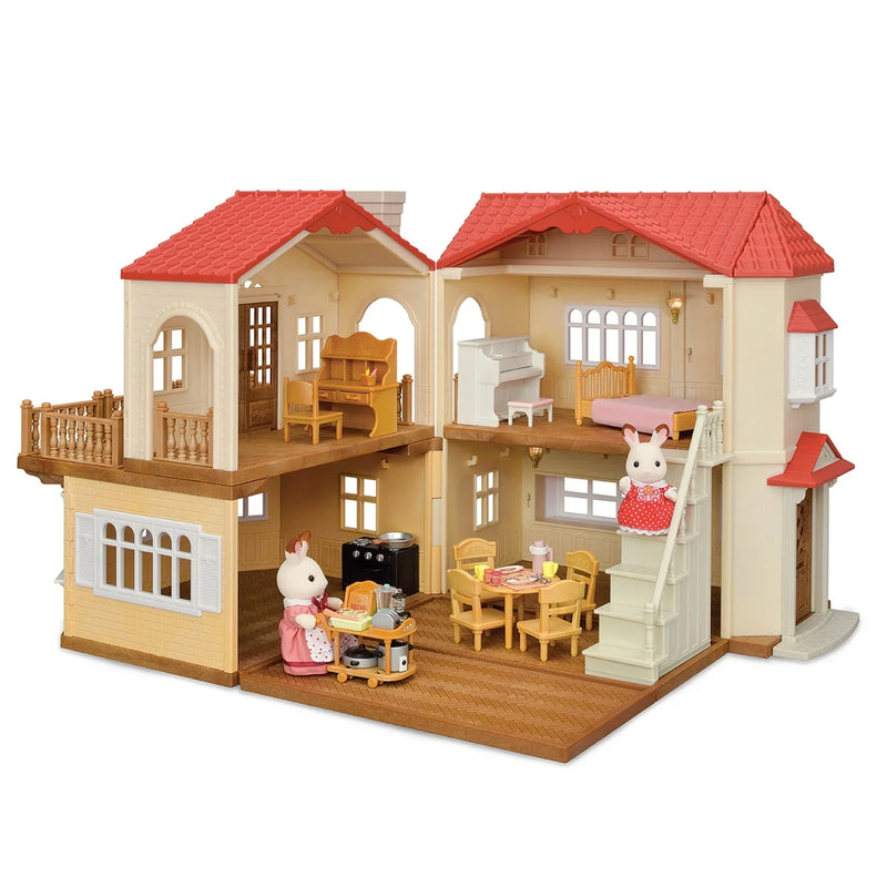 Calico Critters Red Roof Country Home, Dollhouse Playset with Figures, Furniture and Accessories S1201