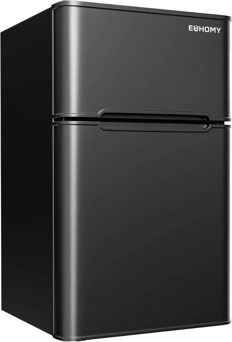 3.2 Cu.Ft Mini Fridge with Freezer – 2-Door Compact Refrigerator for Bedroom, Dorm, Office or Apartment, Silver B4252