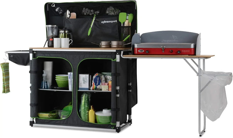 Outdoor camping kitchen system, convenient for cooking, cleaning, preparing camping meals, luxurious camping and essential camping items, large-sized "table magic" series I6674