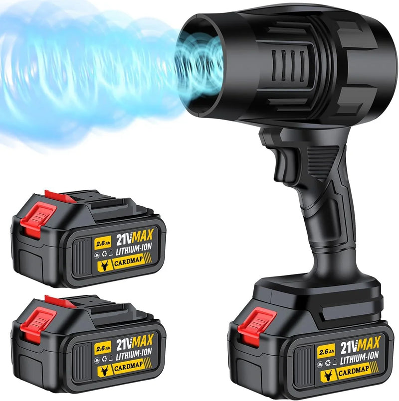Electric Cordless Leaf Blower, Handheld Electric Leaf Blower, Mini Jet Dry Blower Fan with 2 Packs 2.6Ah Batteries and Charger, Violent Turbo Jet Blower for Lawn, Patio, Outdoors, Car, Home J7979