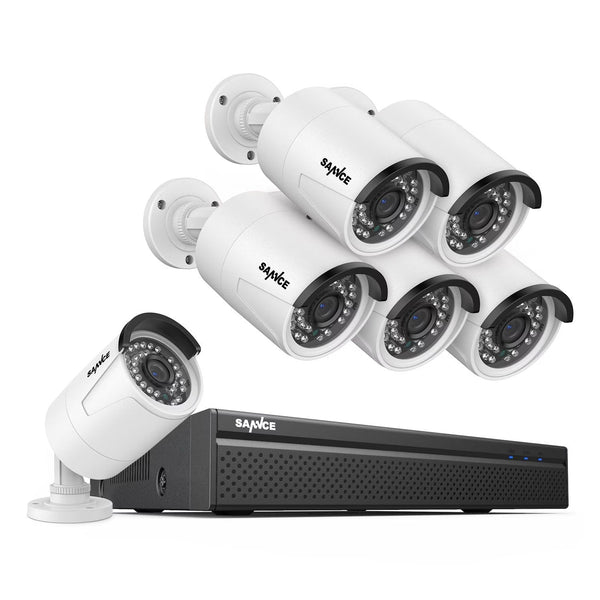 SANNCE 8CH 5MP Poe Home Security Camera System,2MP 8CH Poe NVR, 6pcs 1080P Outdoor Poe Cameras,No Hard Drive L0989