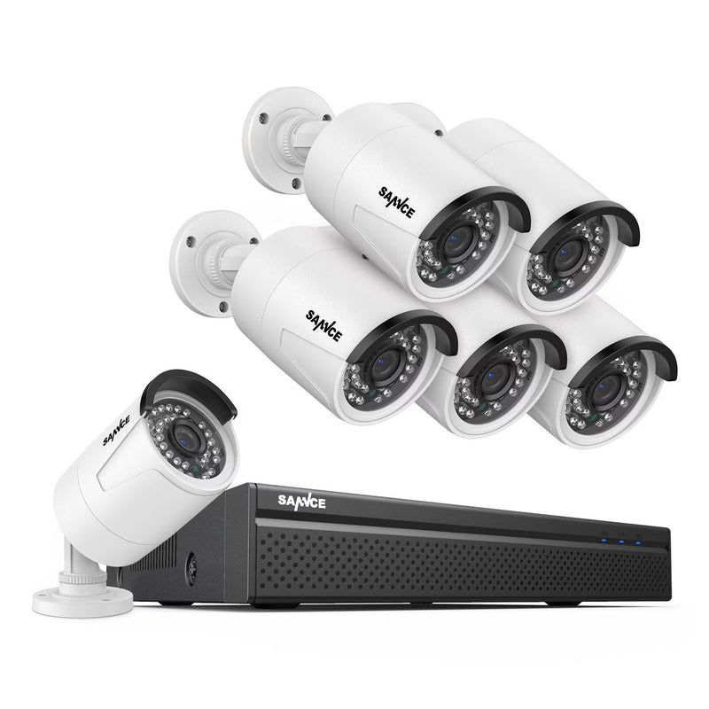SANNCE 8CH 5MP Poe Home Security Camera System,2MP 8CH Poe NVR, 6pcs 1080P Outdoor Poe Cameras,No Hard Drive L0989