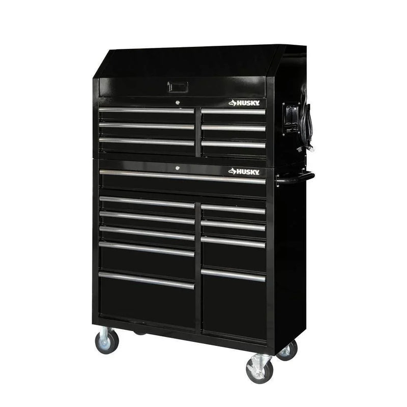 41 in. 16-Drawer Tool Chest and Cabinet Combo in Gloss Black N3038