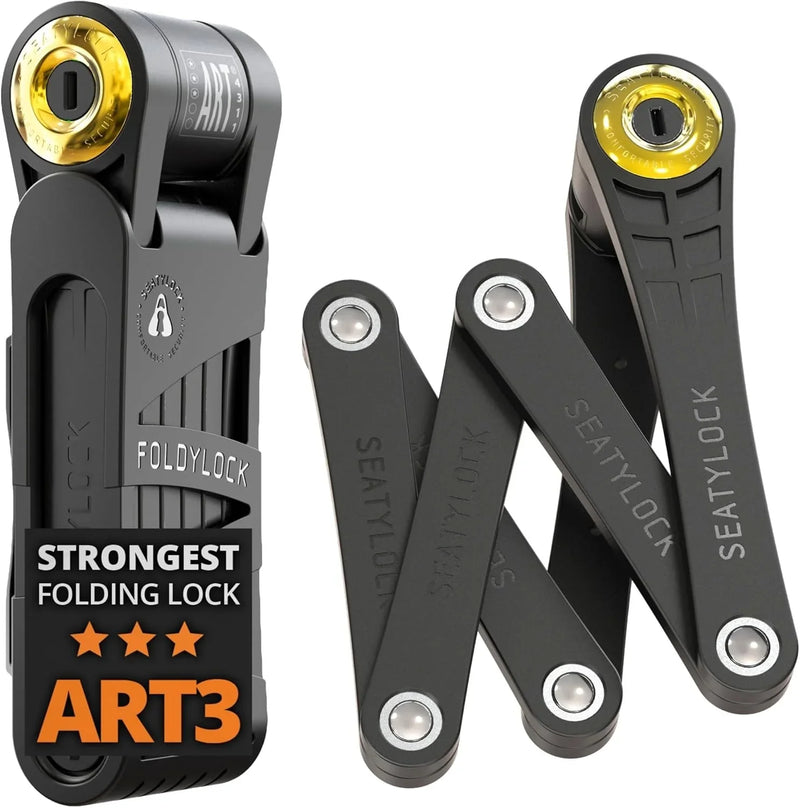 Jiu-style folding bicycle lock set - Patent technology, consisting of two sets of perfectly matching bicycle locks, each set equipped with 6 identical keys - 18/18 level heavy-duty anti-theft security protection device, with key and shell fixation de G457