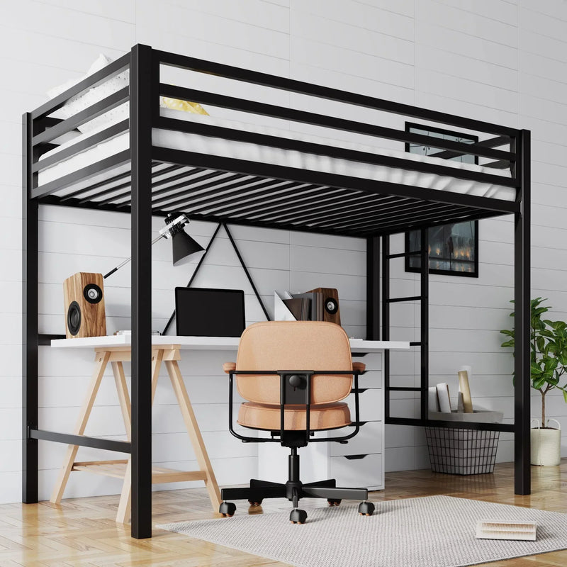 Junior Loft Bed Twin Size, Heavy Duty Twin Bed Frame W0178