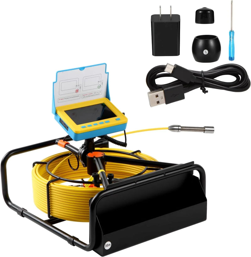 Sewer Camera, 4.3" Pipe Drain Inspection Camera with DVR Function & Snake Cable, Waterproof IP68 Borescope w/LED Lights (131.2ft/40M) T7696