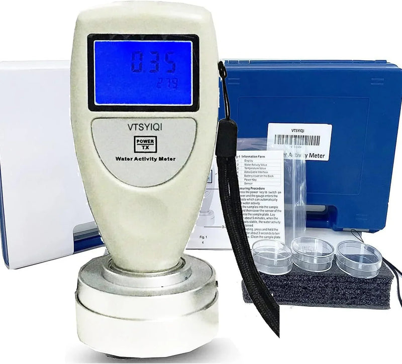 Water Activity Meter Food AW Tester Monitor Water Analyzer for Grain Fruits Vegetables Breads Biscuits Cakes Puffed Food 6 bit Backlight Digital Display B1699