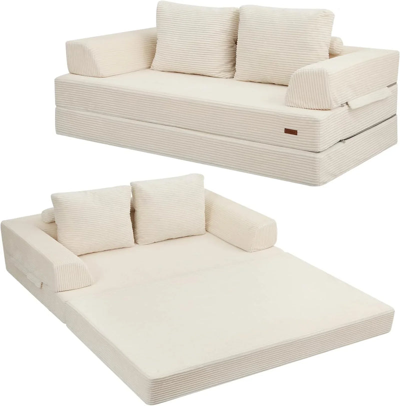 Foldable sofa bed (large size), foldable floor sofa, denim foldable sofa bed as a sleeping mattress, with pillows, boneless sofa, comfortable and relaxing double seat, suitable room and bedroom, navy blue color D0793
