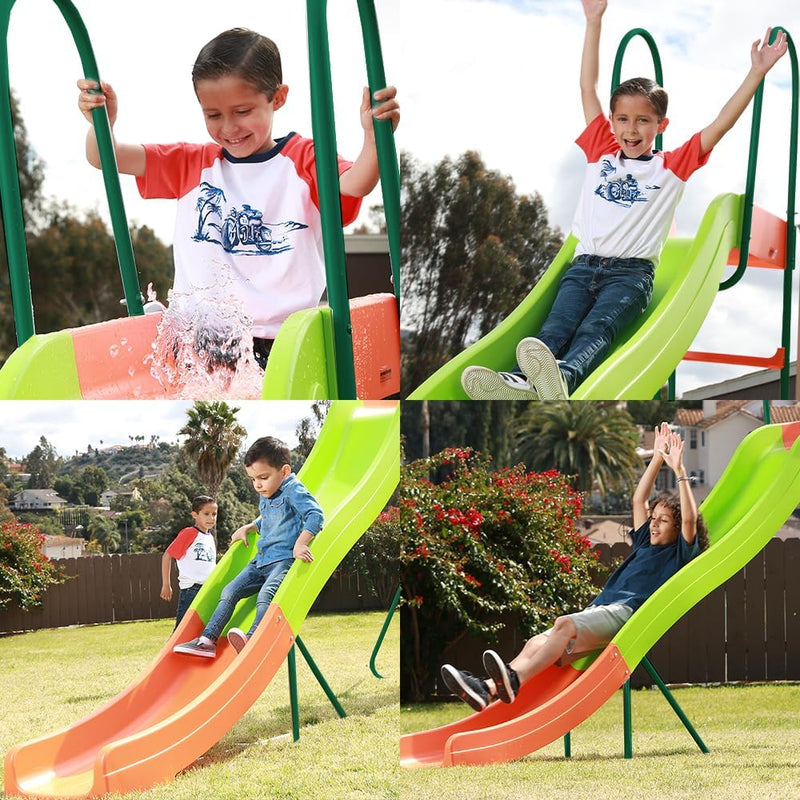 Outdoor Playground Slide, Big Backyard Freestanding Plastic Slide, 10 ft Outdoor Swing Set Slide for Kids Ages 4-8 Z5549