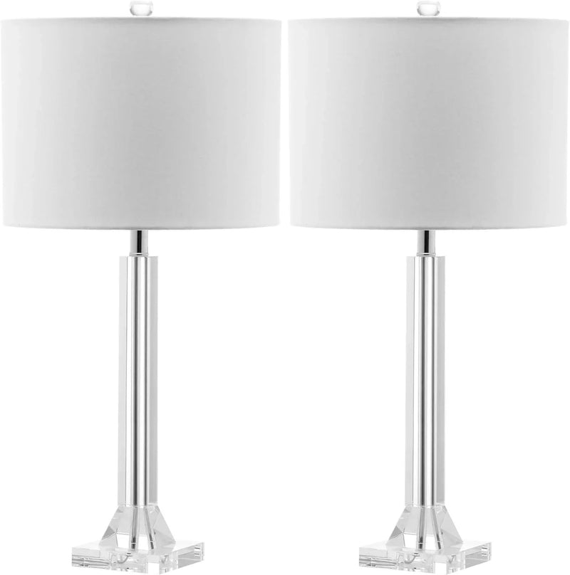27" Modern Crystal Table Lamp 2-Pack with Linen Shade for Bedroom Living Room Home Office Desk Nightstand with LED Bulb Suitable Room, Dormitory, Office Z7786