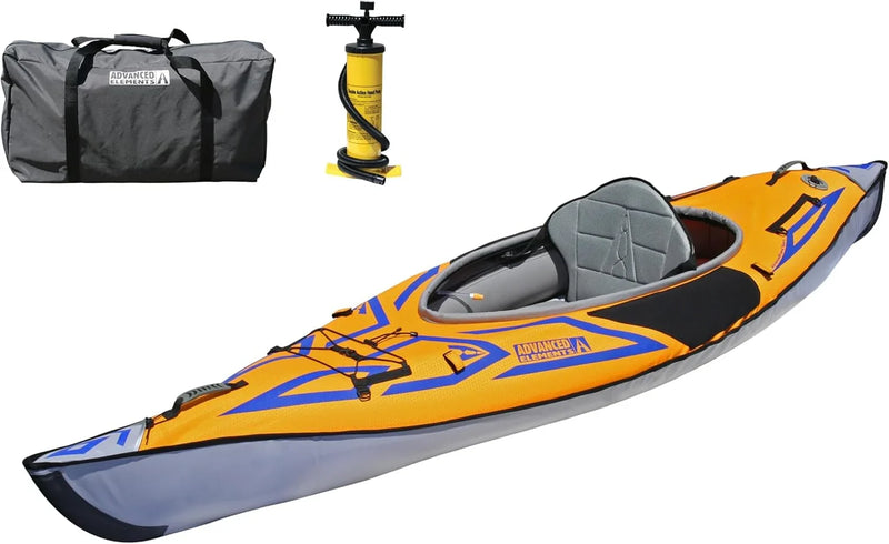 Advanced frame sport inflatable kayak - Lightweight day hiking kayak, equipped with a backpack and an inflation pump - 10 feet 5 inches - 26 pounds - Orange K7261